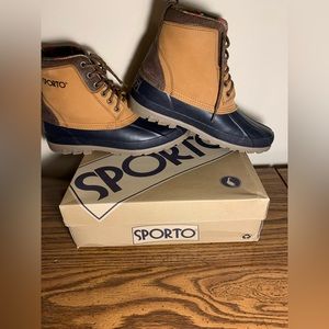 Women’s Sporto Tan and Navy Duck Boots
